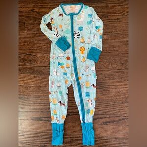 Little Sleepies Teal Animal Print Footies